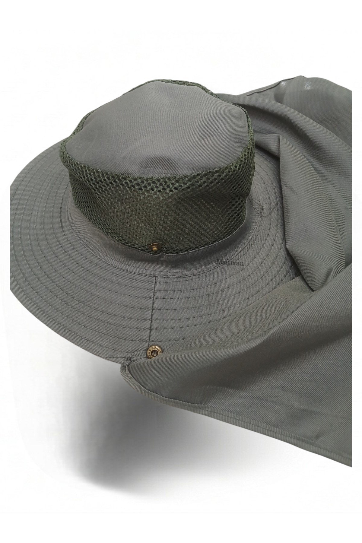 Yazlık Güneş Şapkası UV Korumalı Fileli Safari Outdoor Balıkçı Şapkası Ense Korumalı Unisex–Haki Gri