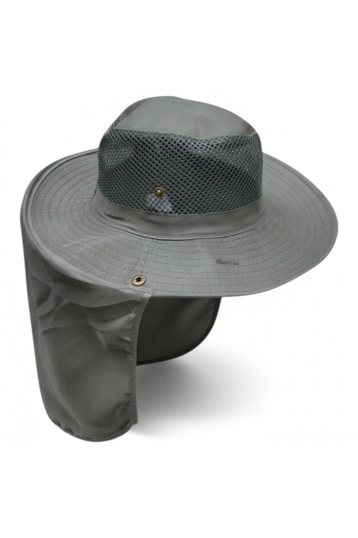Yazlık Güneş Şapkası UV Korumalı Fileli Safari Outdoor Balıkçı Şapkası Ense Korumalı Unisex–Haki Gri