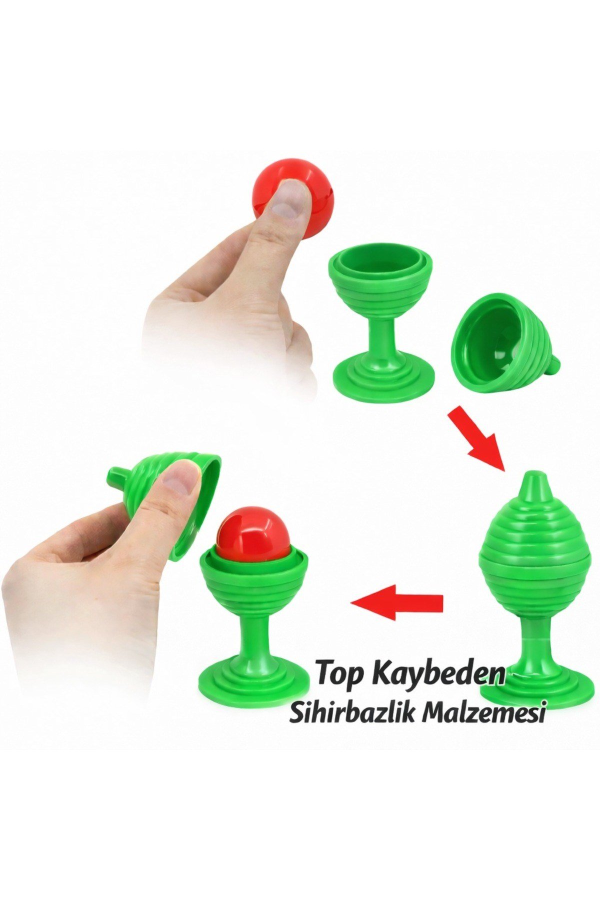 Yeşil Renk Sihirli Kupa Top Kaybetme Oyunu 7 cm