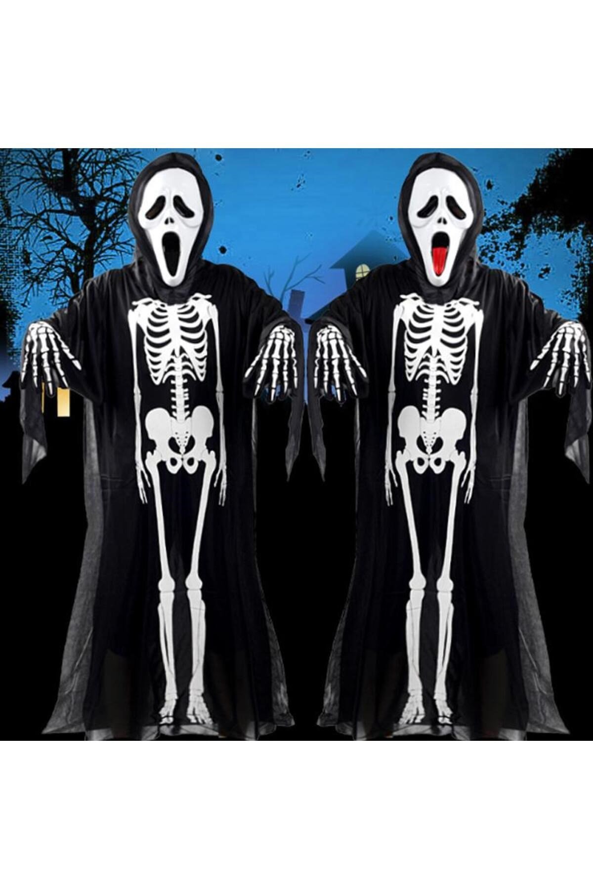 Yetişkin Boy İskelet Tulum İskelet Kostüm 120 cm