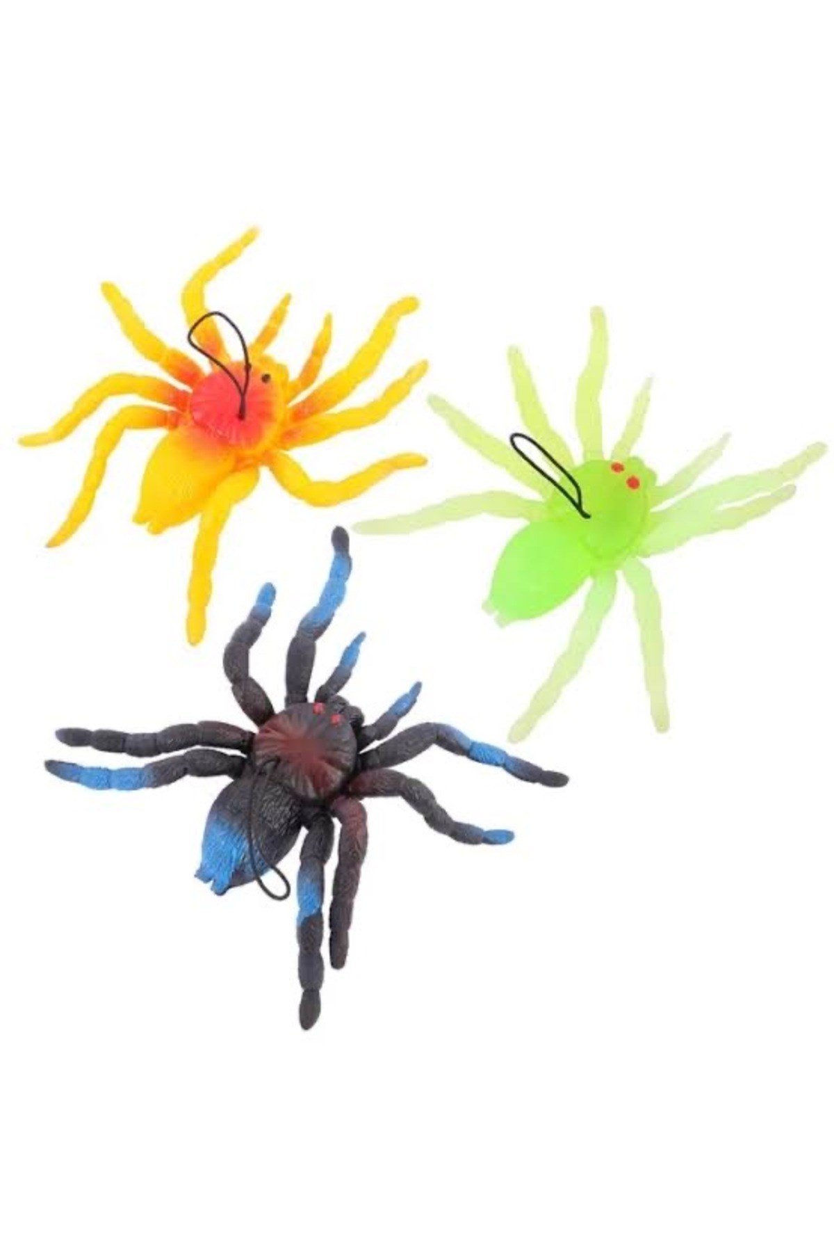 Yumuşak Plastik Malzemeden İmal Karışık Renk Tarantula Örümcek 6 Adet 13x13 cm