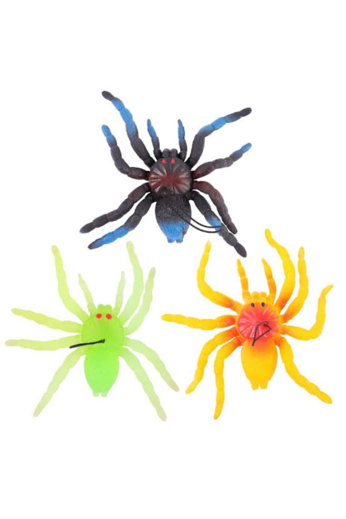 Yumuşak Plastik Malzemeden İmal Karışık Renk Tarantula Örümcek 6 Adet 13x13 cm