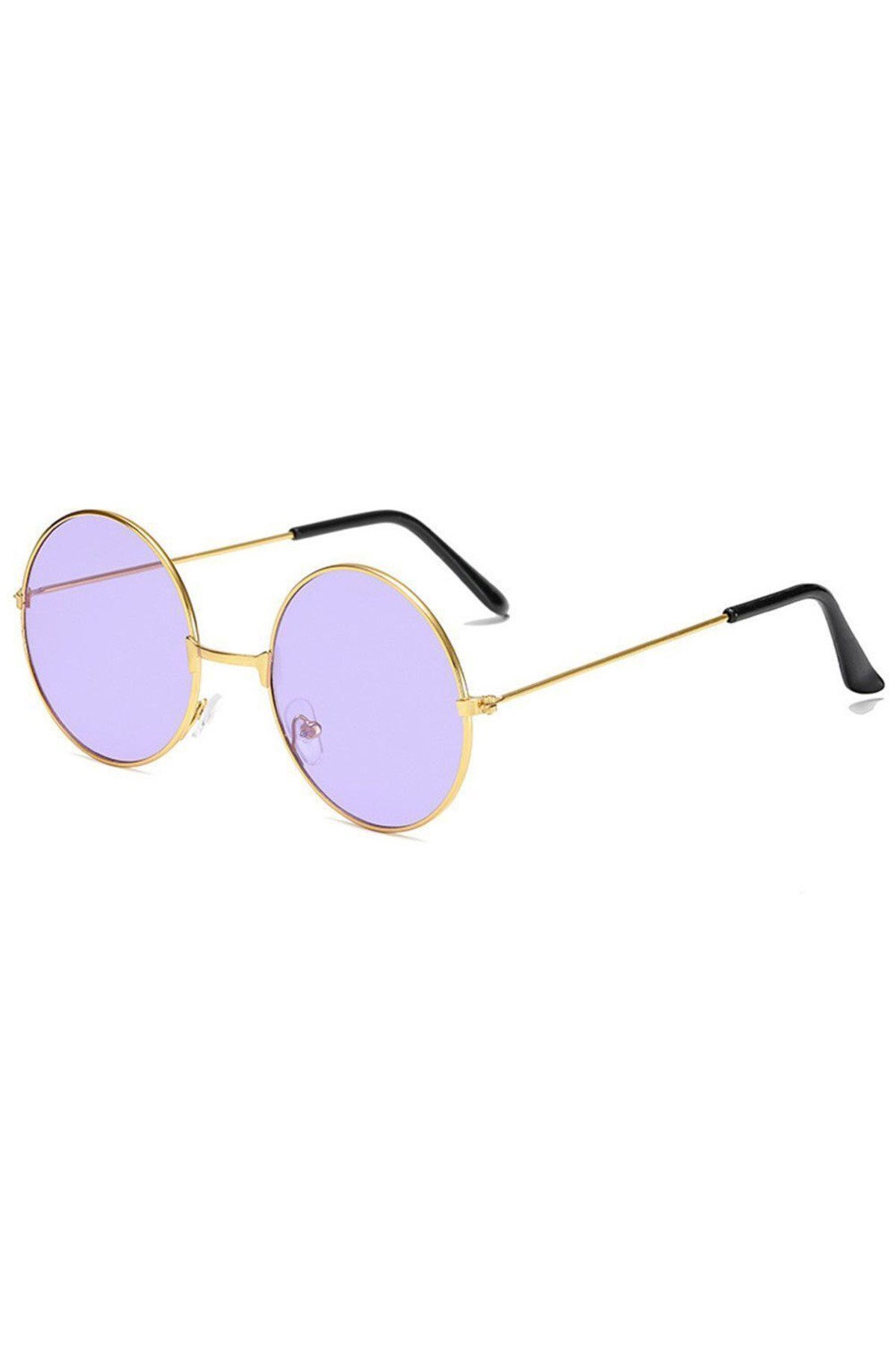 Yuvarlak Cam John Lennon Tarzı Gold Çerçeveli Mor Gözlük