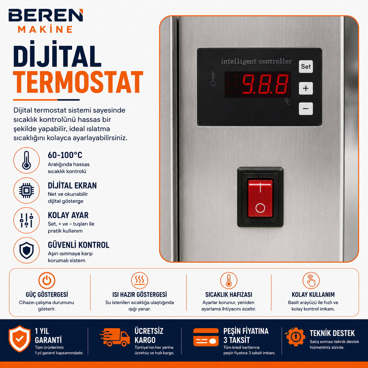 70 Litre Elektrikli Tüy Islatma Kazanı | Dijital Termostatlı