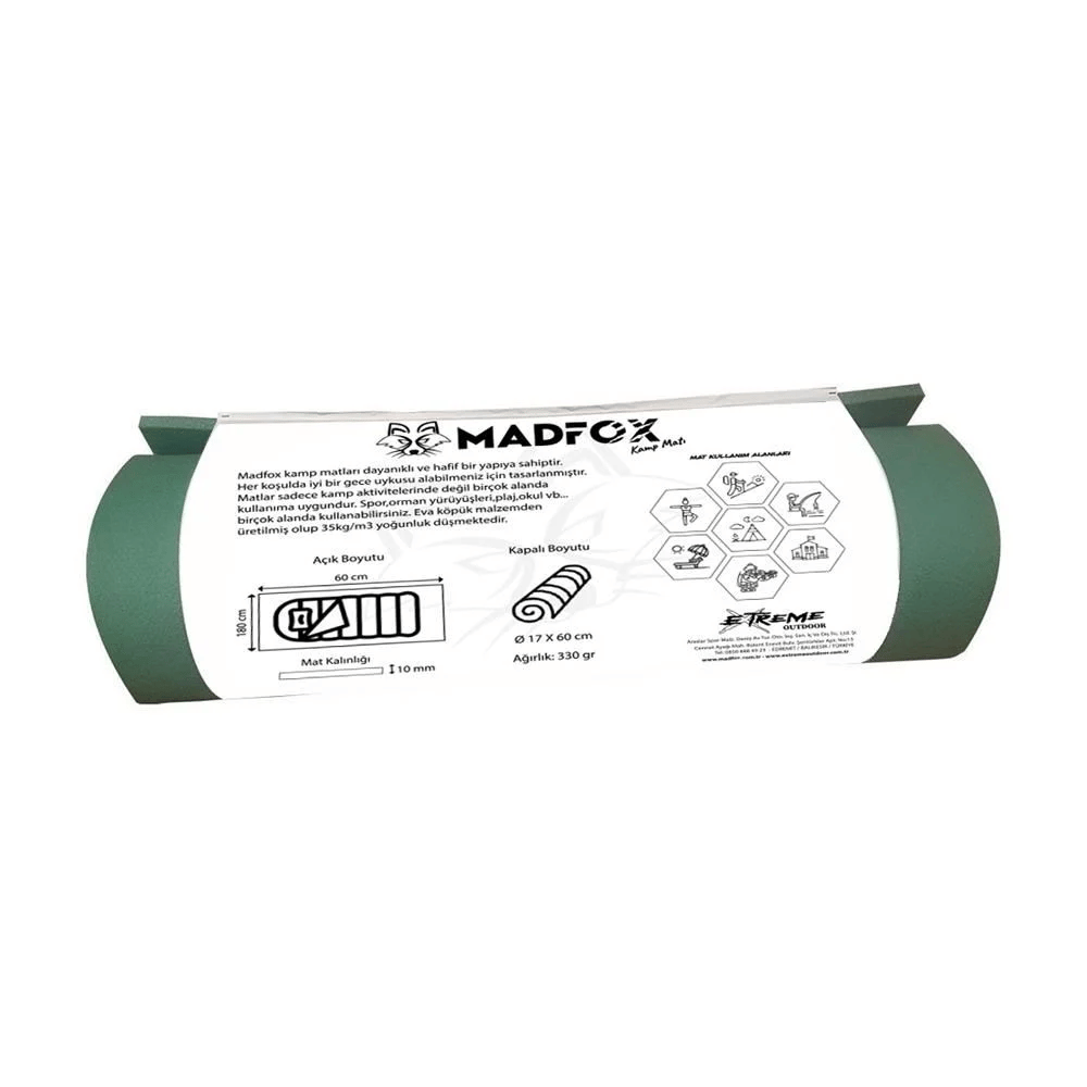  Madfox Nomad Foam Süperlight Kamp Matı [ 180*60cm-10mm | XPE-35 ]/Yeşil