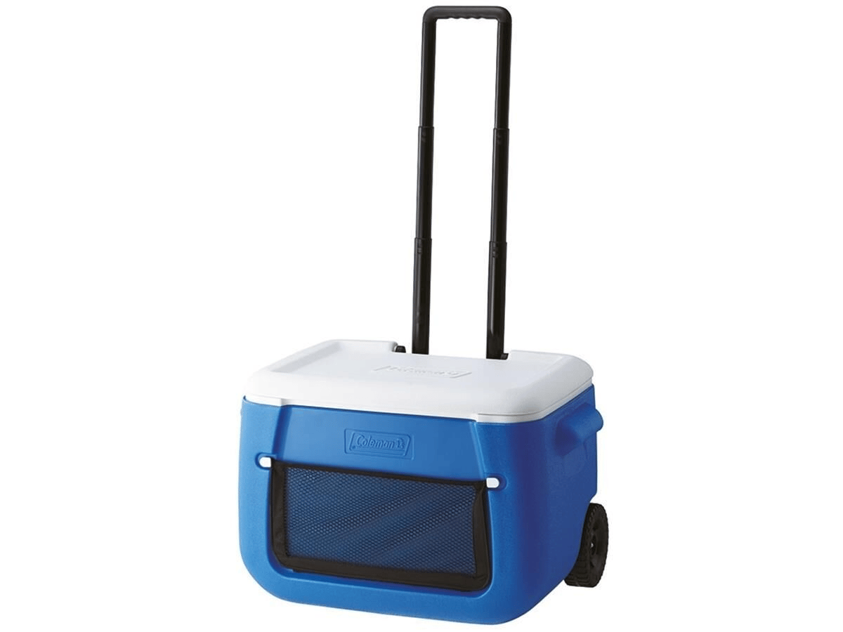 Coleman 47 lt Tekerlekli  Poly-Lite Wheeled Mesh 50 QT Tekerlekli Soğutucu Buzluk 47.3 Lt/Mavi/Beyaz