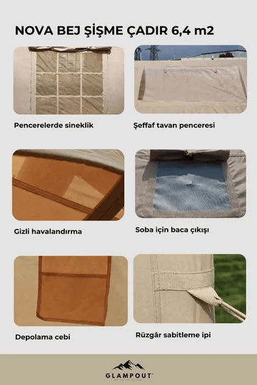 Glampout Nova Şişme Çadır 6.4 m2 Bej 1596