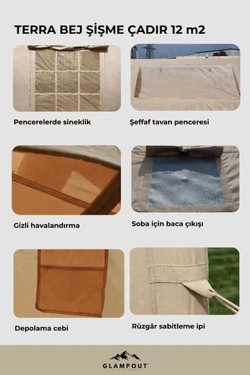 Glampout Terra Şişme Kamp Çadırı 12 m2 Bej