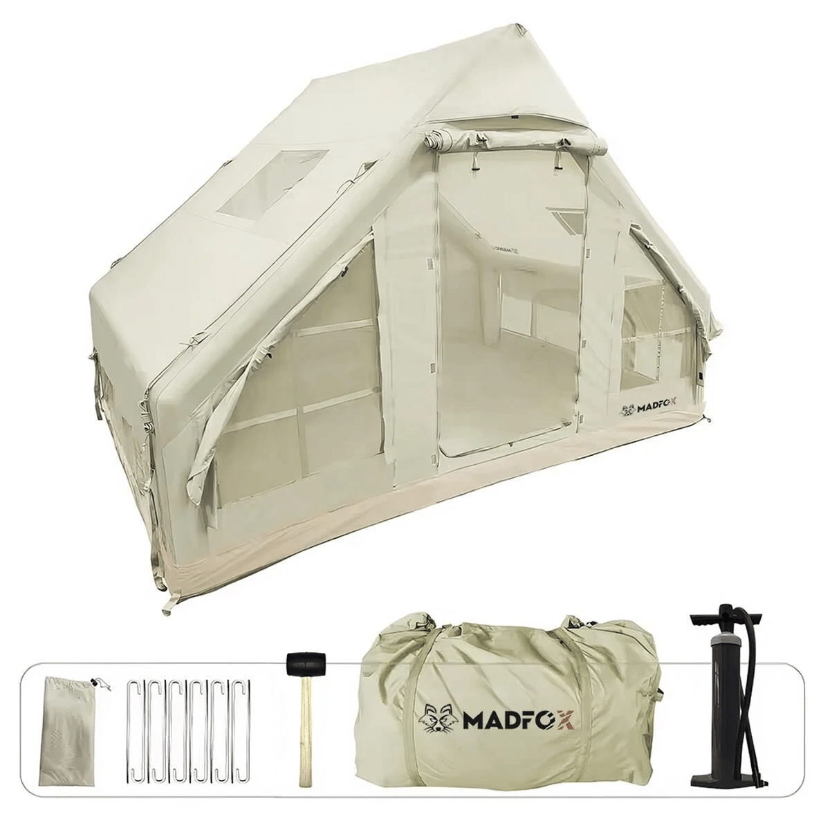 Madfox Bigless Glamping Cotton Inflatable Şişme Çadır [ Baca Çıkışlı ]