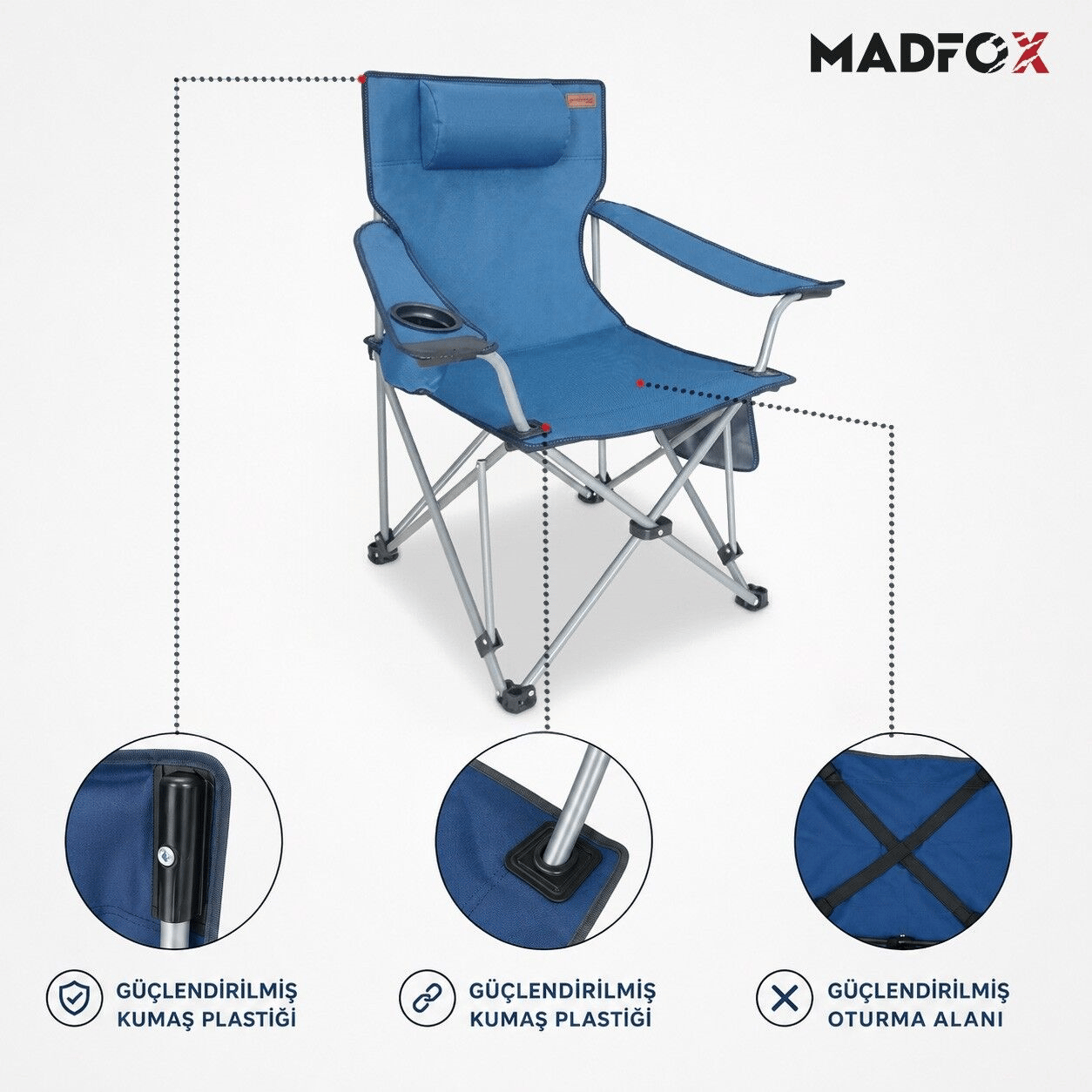 Madfox ChillSeat Yastıklı Katlanabilir Kamp Sandalyesi/Blue