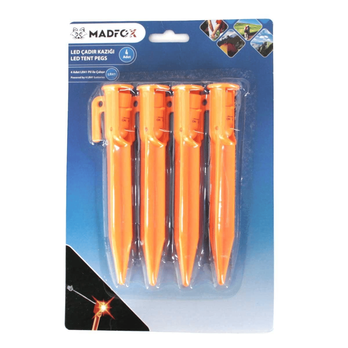 Madfox Led Işıklı Çadır Kazığı 15cm 4Pcs/Renksiz