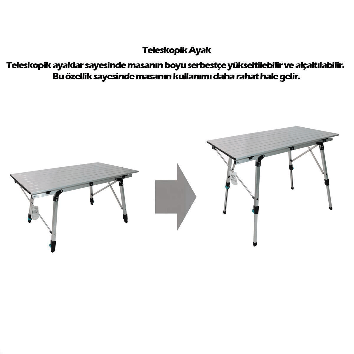 Madfox Moonlite Yükseklik Ayarlı Katlanır Kamp Masası/Silver