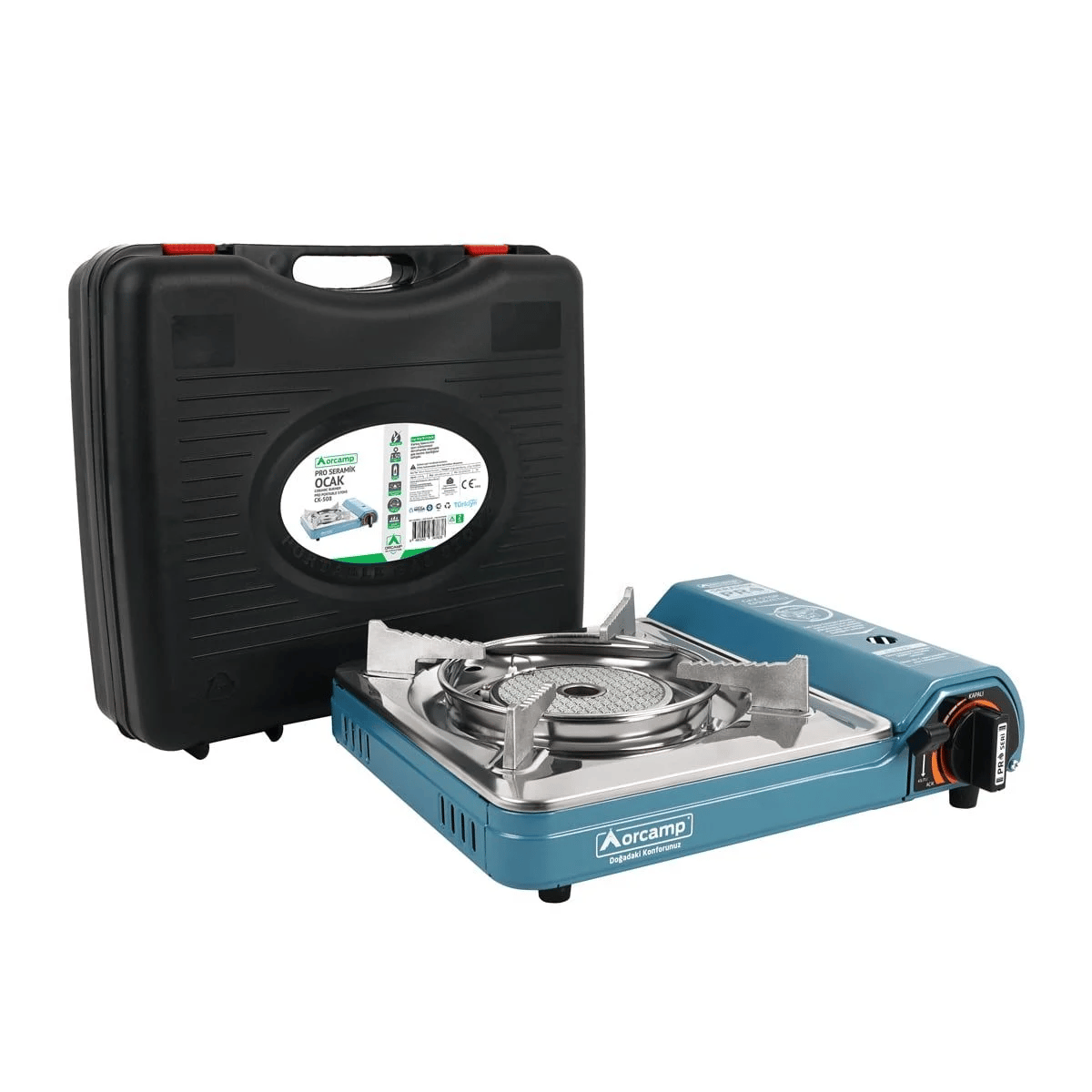 Orcamp Ocak Portatif Seramik Pro Plastik Çantalı Gaz Stop Emniyetli Mavi CK-508 7838