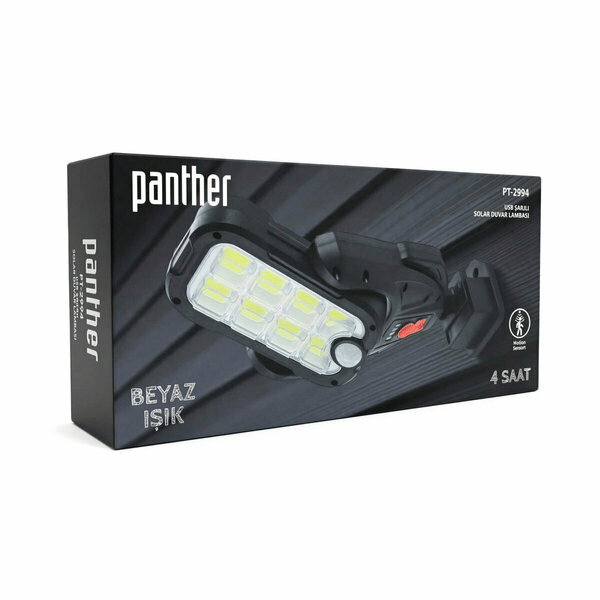 Panther Duvar Lamba Solar Şarjlı Hareket Sensörlü PT-2994 9416