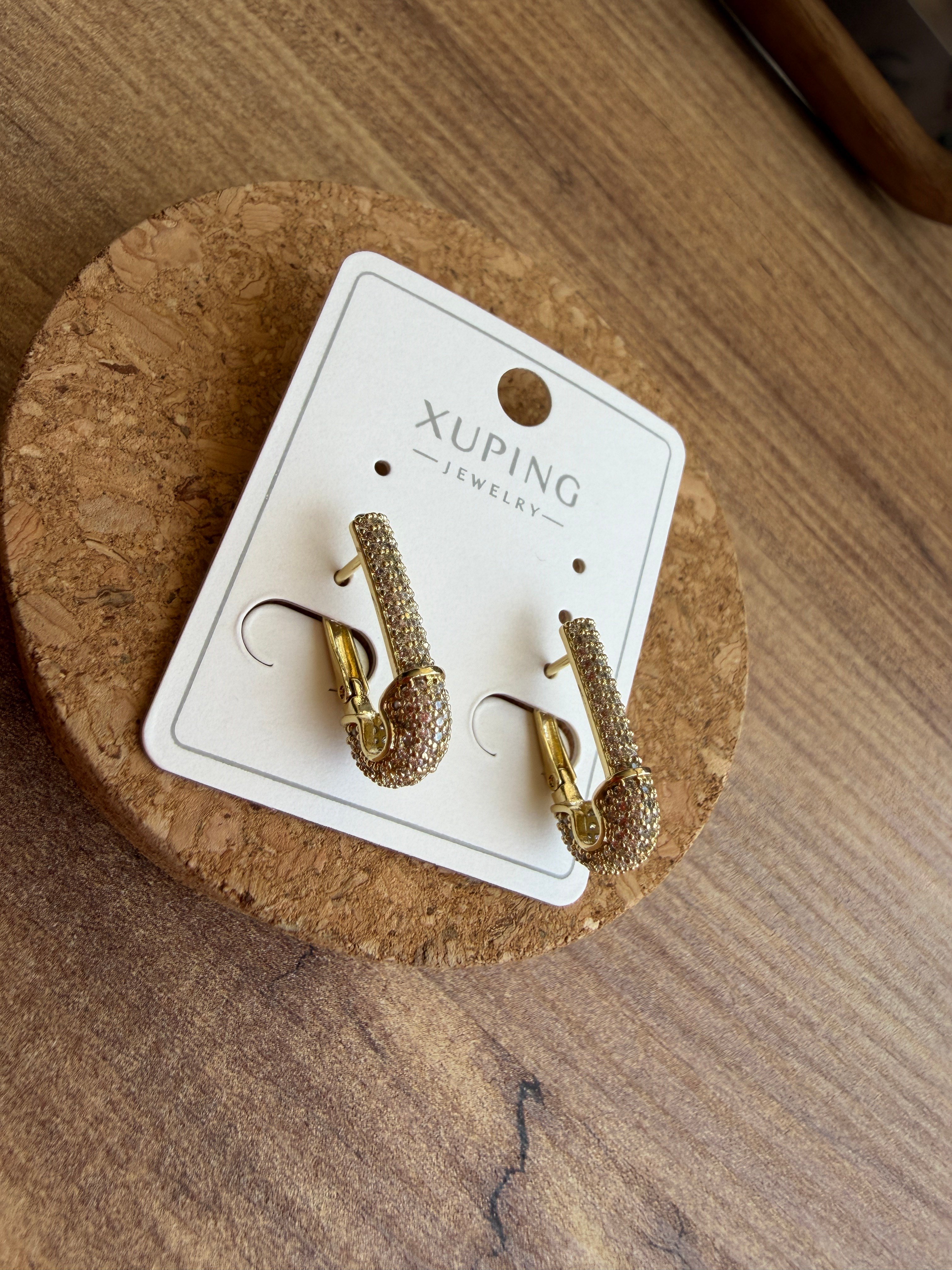 Xuping Jewelry Gold Zirkon Taşlı Geometrik Kadın Küpe | Modern Tasarım