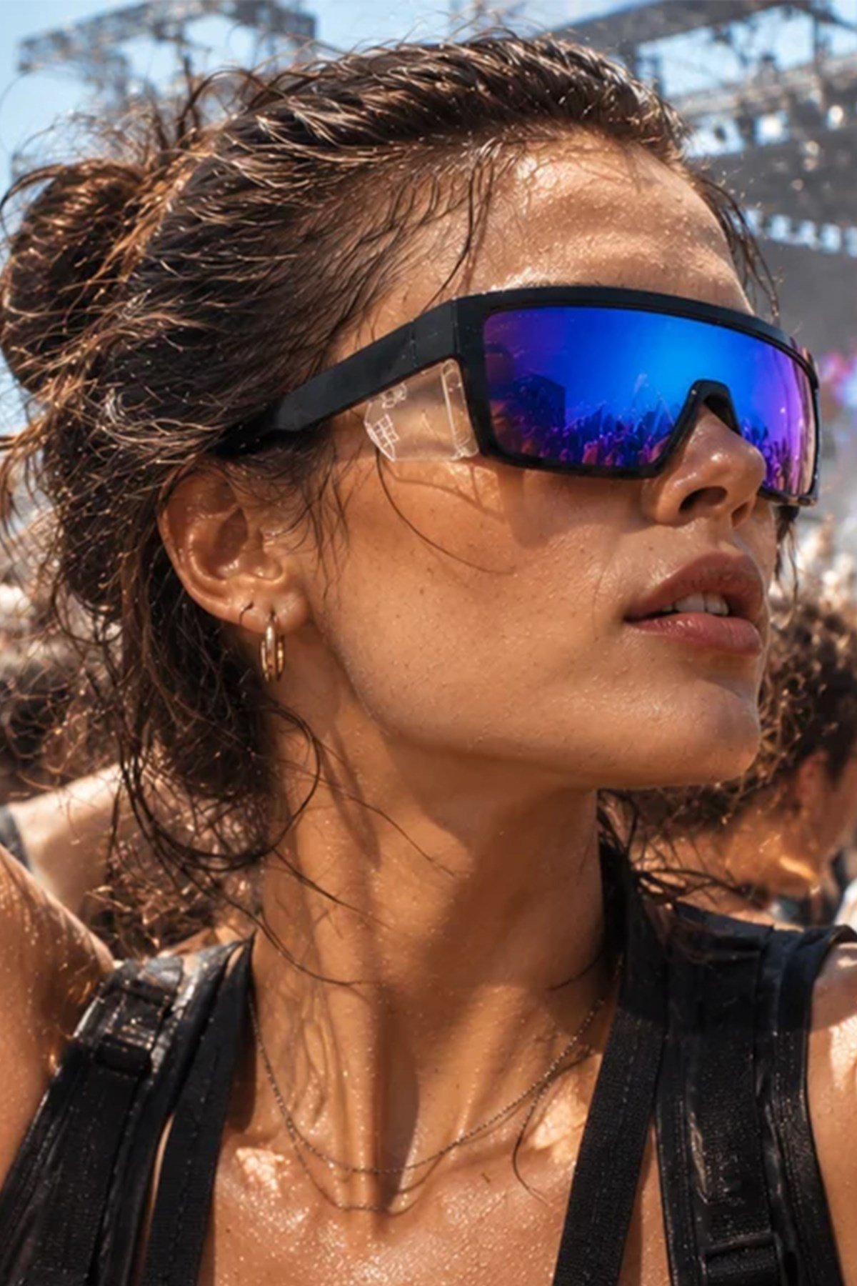FLUX Unisex Shield Güneş Gözlüğü – Mavi Mor Aynalı Lens