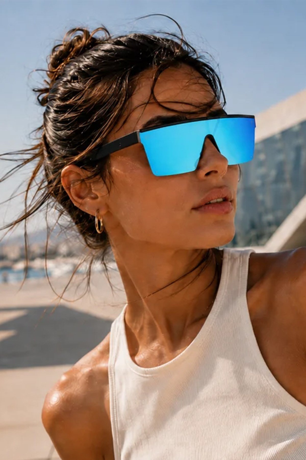 ION Unisex Shield Sunglasses – Blue Mirrored Lens