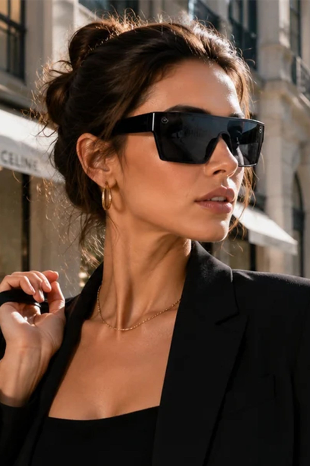 MONOLITH Unisex Oversize Siyah Güneş Gözlüğü – Koyu Lens ve Kalın Çerçeve