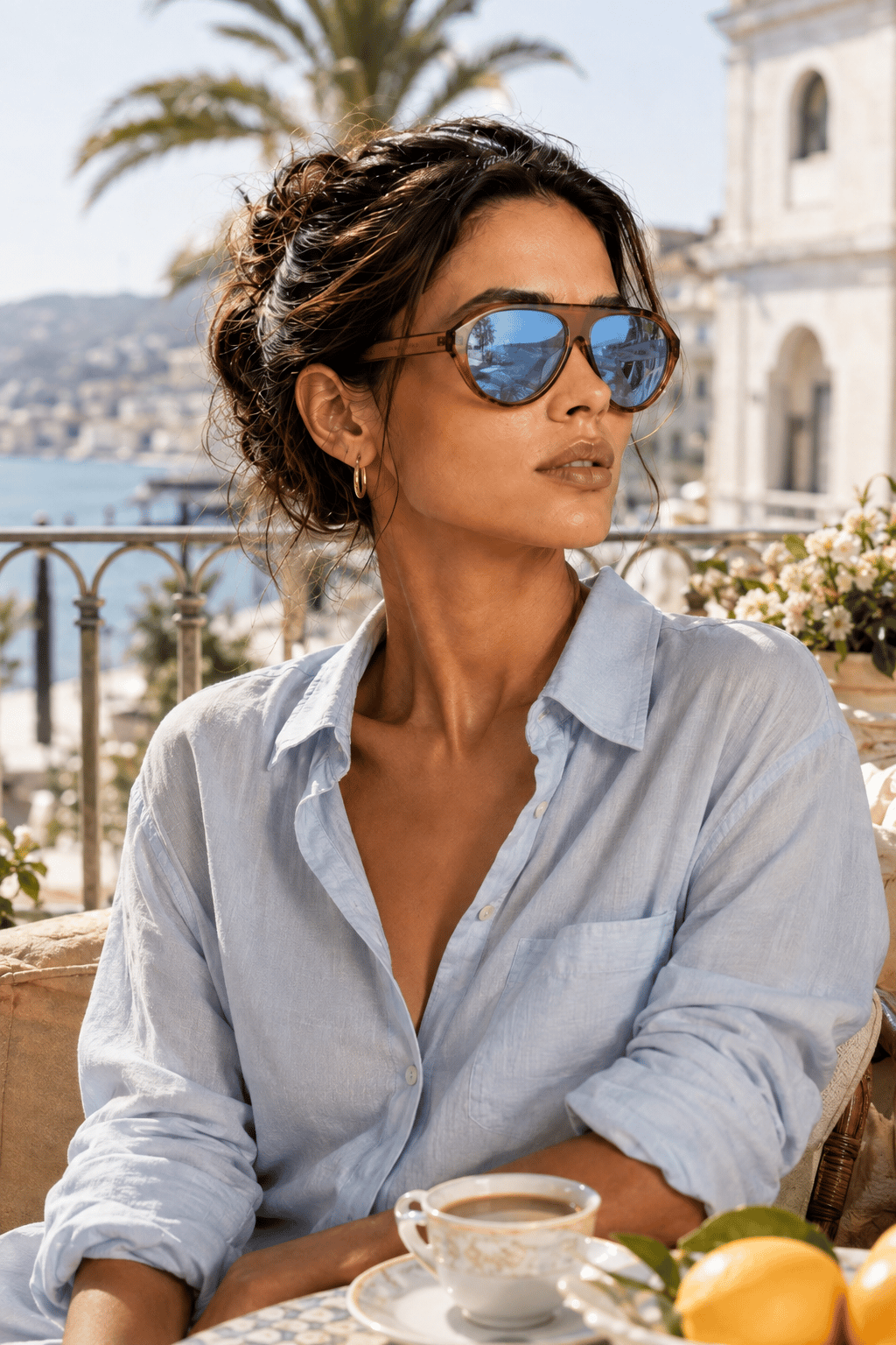 Superstarlab Kahverengi Çerçeveli Mavi Camlı Aviator Güneş Gözlüğü