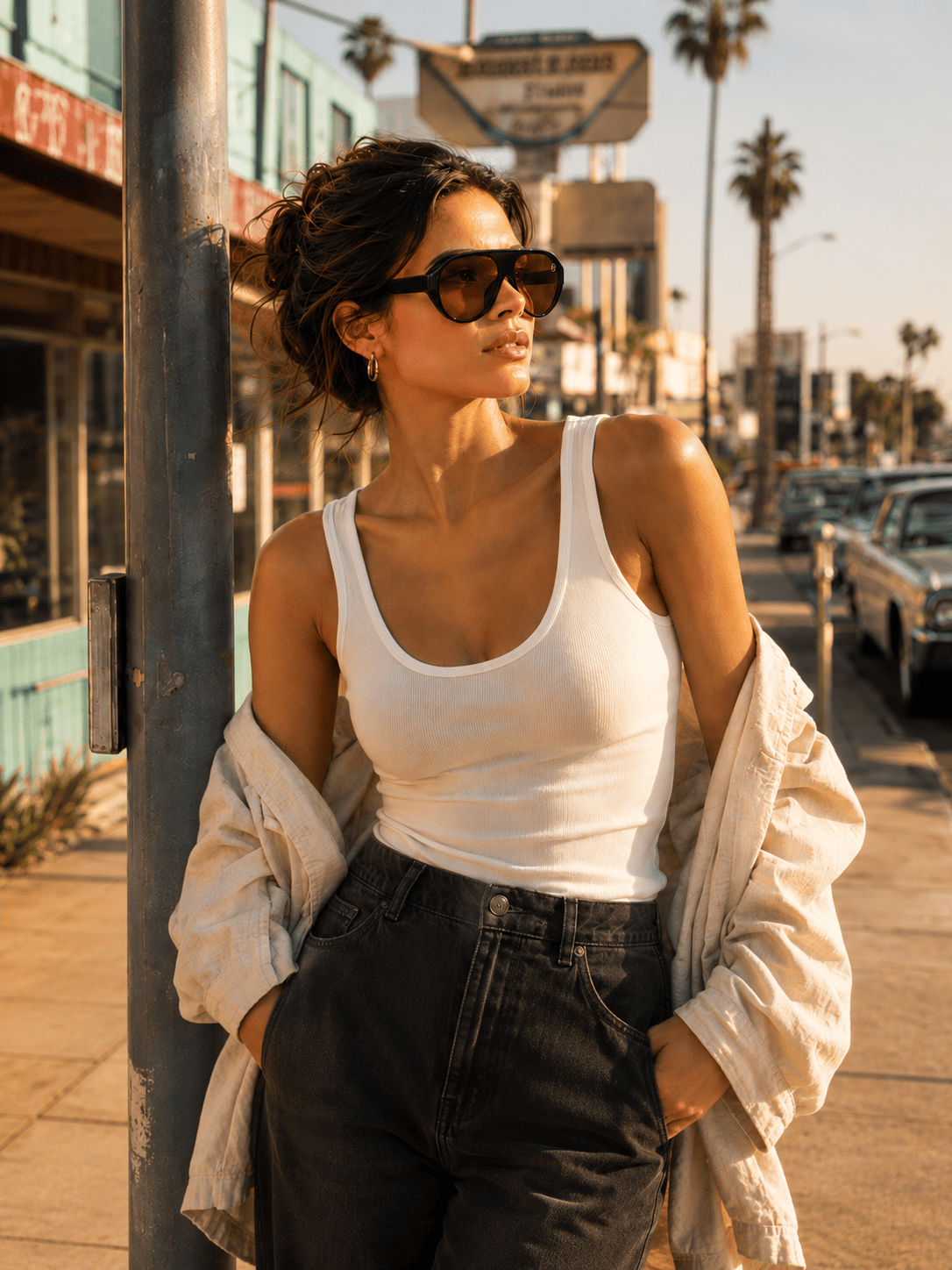 VANTAGE Unisex Aviator Güneş Gözlüğü – Siyah Çerçeve Amber Lens