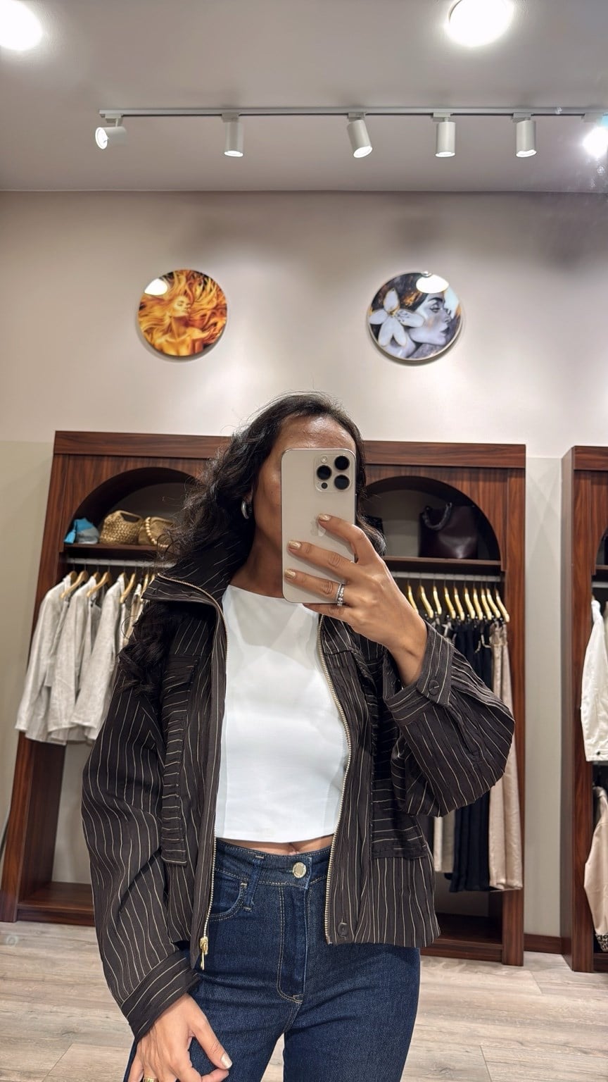 Effect Çizgili Bomber Ceket