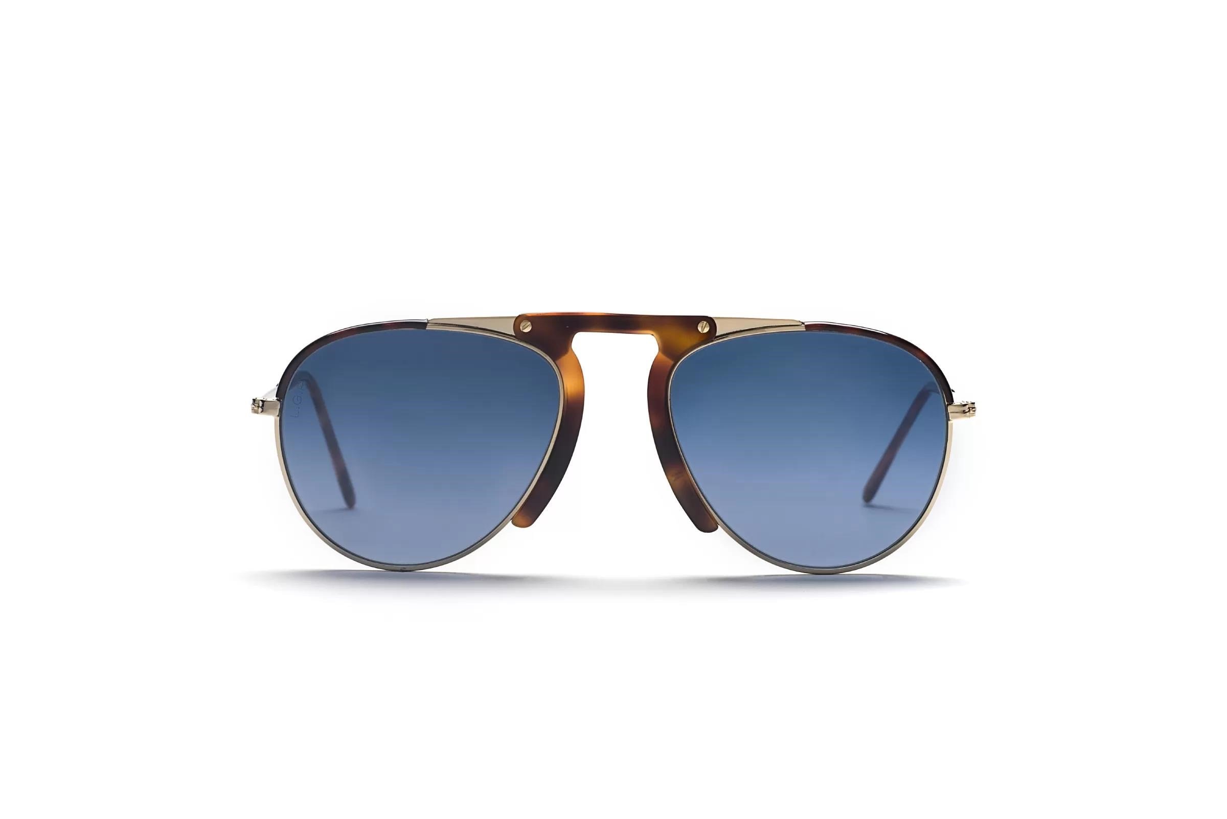 LGR Zeraf Gold / Havana Maculato 02 // Blue HD Unisex Güneş Gözlüğü