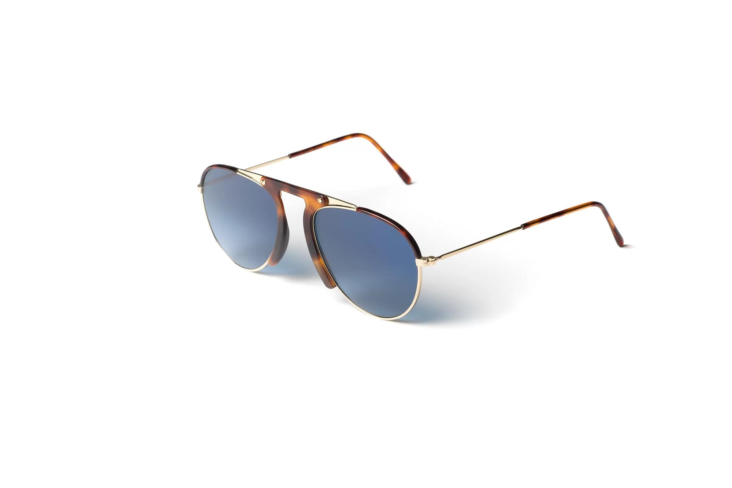 LGR Zeraf Gold / Havana Maculato 02 // Blue HD Unisex Güneş Gözlüğü