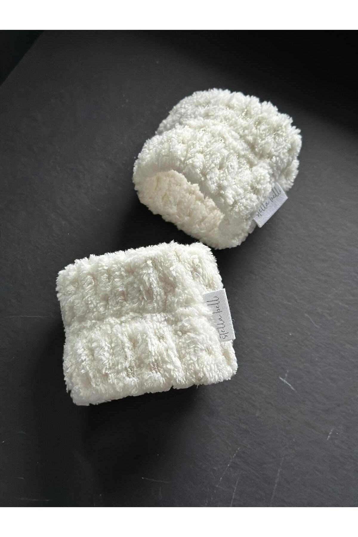 Mikrofiber Jakarlı Welsoft 2li Bileklik Kol Bandı Seti | Kadın & Erkek Makyaj ,Yüz Yıkama Sporcu Spa