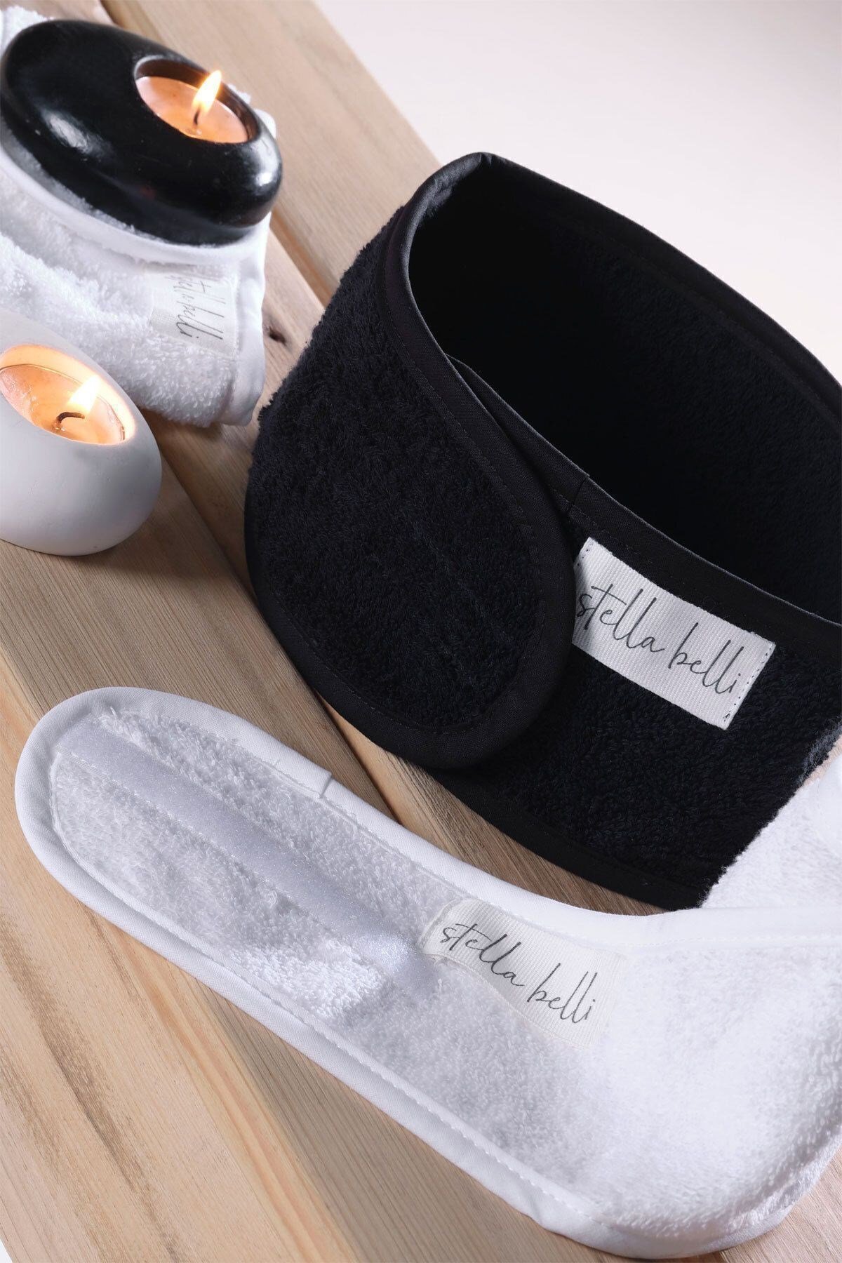 Saç Bandı 4lü Set Havlu Kadın & Erkek Yoga Sporcu Makyaj Bandana Cırt Bant Biyeli 2 Siyah & 2 Beyaz