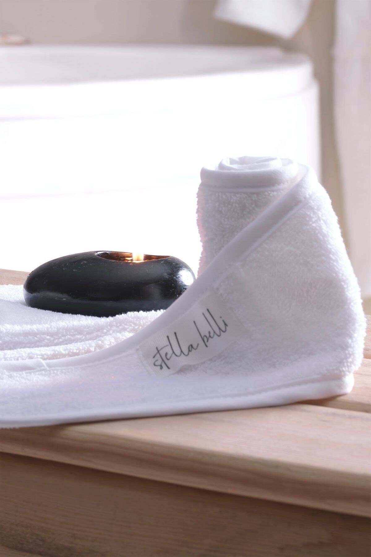 Saç Bandı & Havlu Kese Lastikli Eldiven 3 Parça Set Pamuk Spa Masaj Banyo Makyaj Yüz Temizleme Beyaz