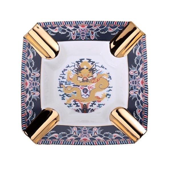 Elegant Chinese Dragon Büyük Boy 4lü Puro Küllüğü Desenli Gold