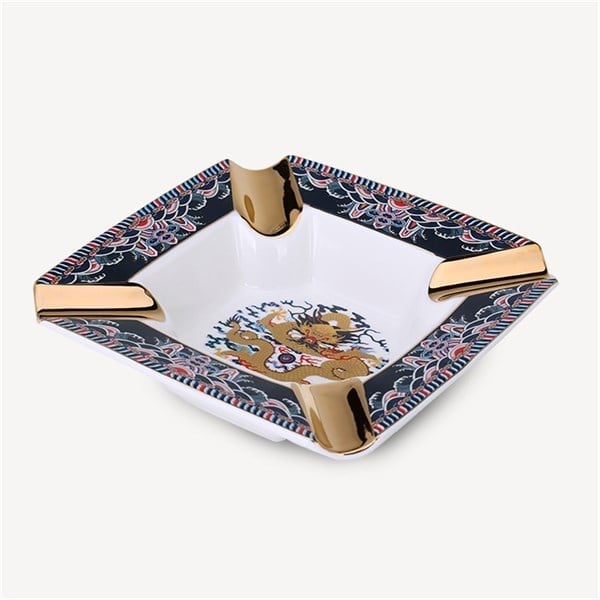 Elegant Chinese Dragon Büyük Boy 4lü Puro Küllüğü Desenli Gold