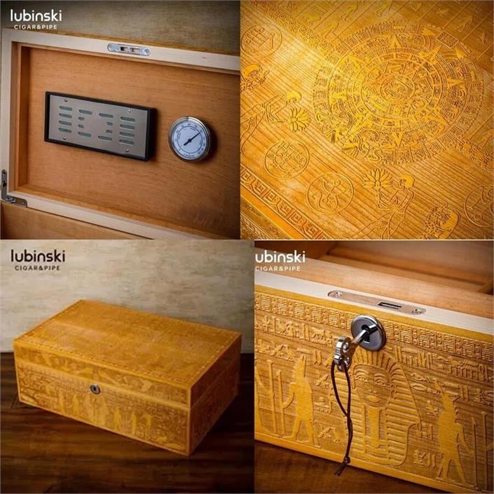 Lubinski 3D Antik Mısır İspanyol Sedir Humidor Puro Kutusu 40s