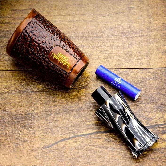 Lubinski 4 Boy Kullanım Briar Puro Ağızlığı 9mm Filtreli Big Carve (38-57 Ring)