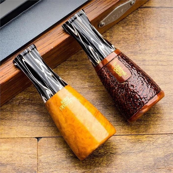 Lubinski 4 Boy Kullanım Briar Puro Ağızlığı 9mm Filtreli Big Carve (38-57 Ring)