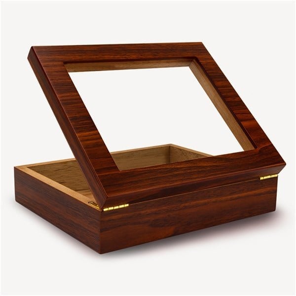 Lubinski Cedar Basic Camlı Puro Kutusu Humidor Slim Kahve 15s