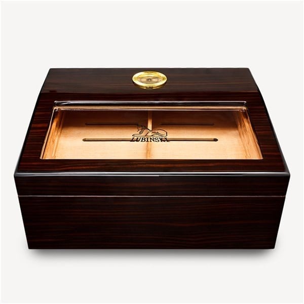 Lubinski Cedar Camlı Tepsili Puro Kutusu Humidor Kahve 30s