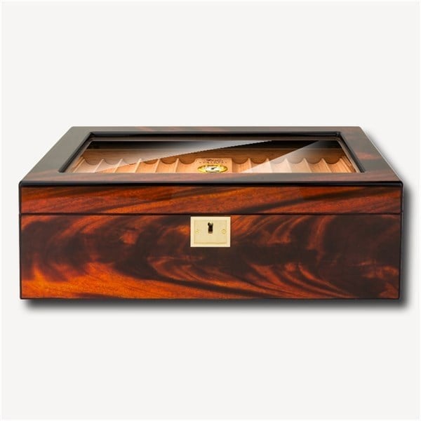 Lubinski Cedar Camlı Tepsili Puro Kutusu Humidor Kahve 60s