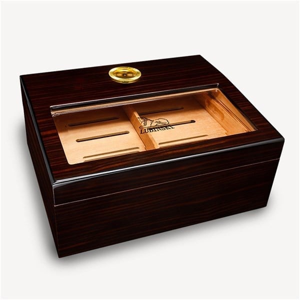 Lubinski Cedar Camlı Tepsili Puro Kutusu Humidor Kahve 30s
