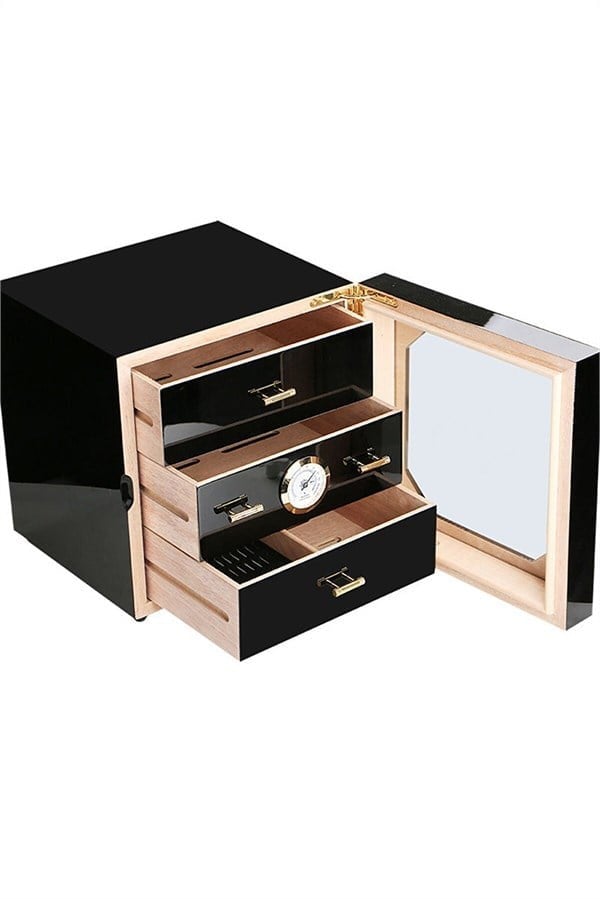 Lubinski Çekmeceli Küp 3 Katlı Cedar Puro Kutusu Humidor 75s