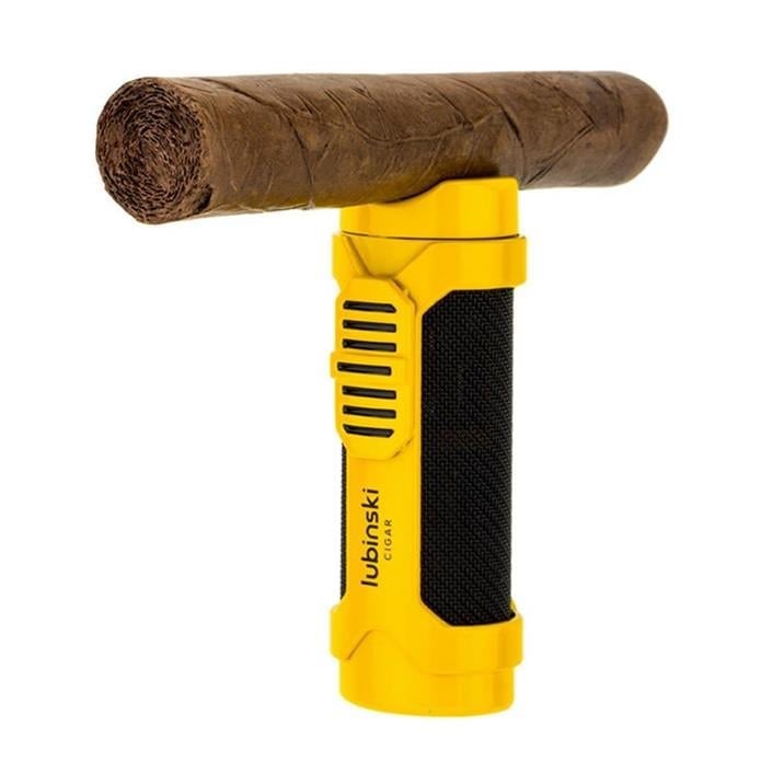 Lubinski Cigar Sehpa Kapaklı Delicili Tek Torch Puro Çakmağı Sarı