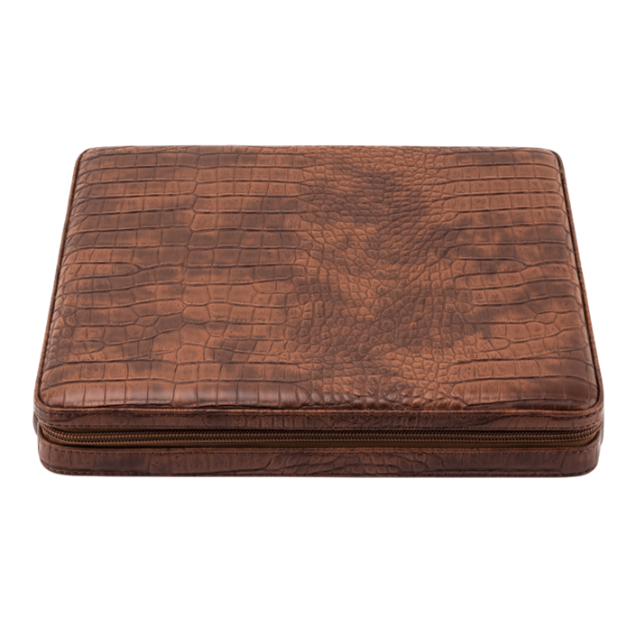 Lubinski Deri Sedirli Seyahat Puro Sunum Kutusu Slim Humidor 10s Kahve