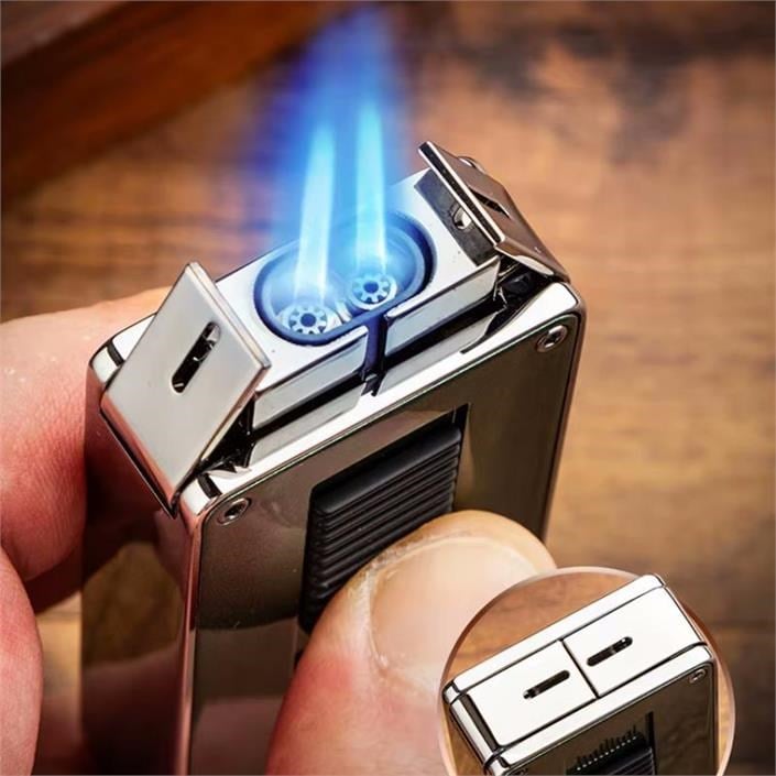 Lubinski Design Yeni Seri Çift Torch Delicili Puro Çakmağı Gunmetal