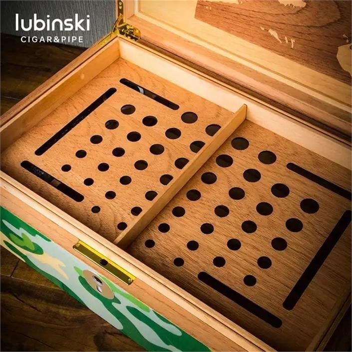 Lubinski Guevara Anniv. Parmak İzi Kilitli Humidor Puro Kutusu 120s