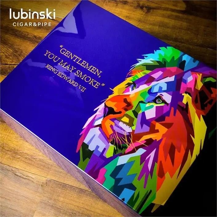 Lubinski Humidor Puro Kutusu Lacivert Lake Lion 50s