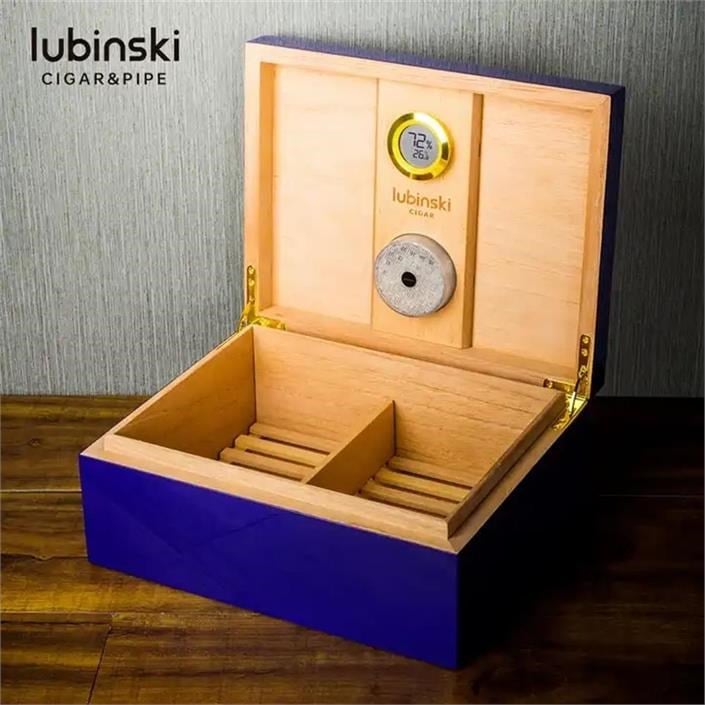 Lubinski Humidor Puro Kutusu Lacivert Lake Lion 50s