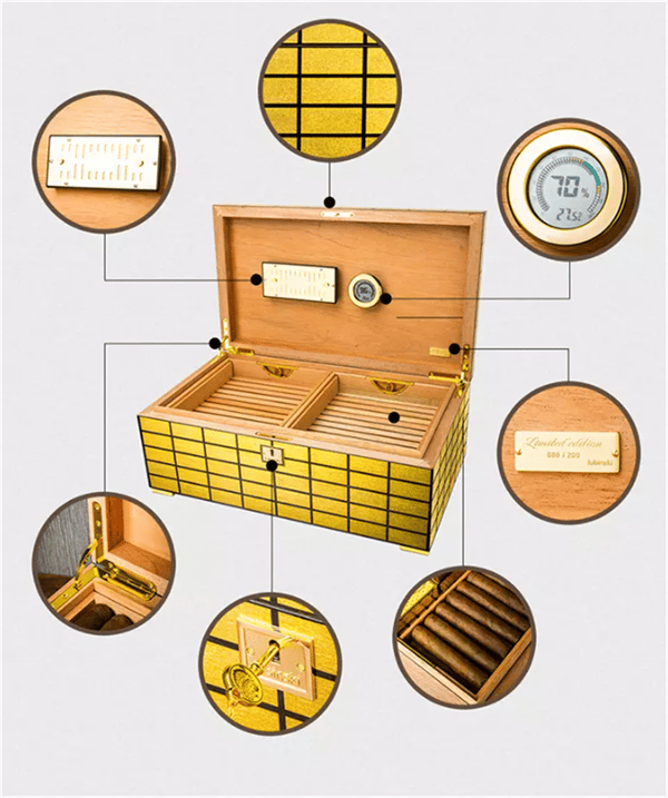 Lubinski Limited Edt. Gold Plated Humidor
