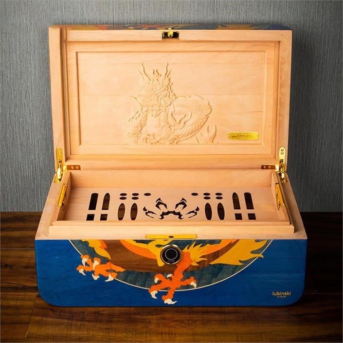 Lubinski Limited Edt. Parmakizi Kilitli Blue Dragon Claw Humidor Puro Kutusu 80's