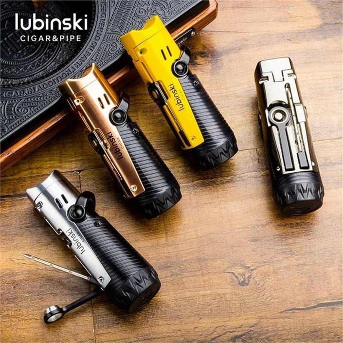 Lubinski Lion İğneli + Delicili Tek Torch Puro Çakmağı Silver