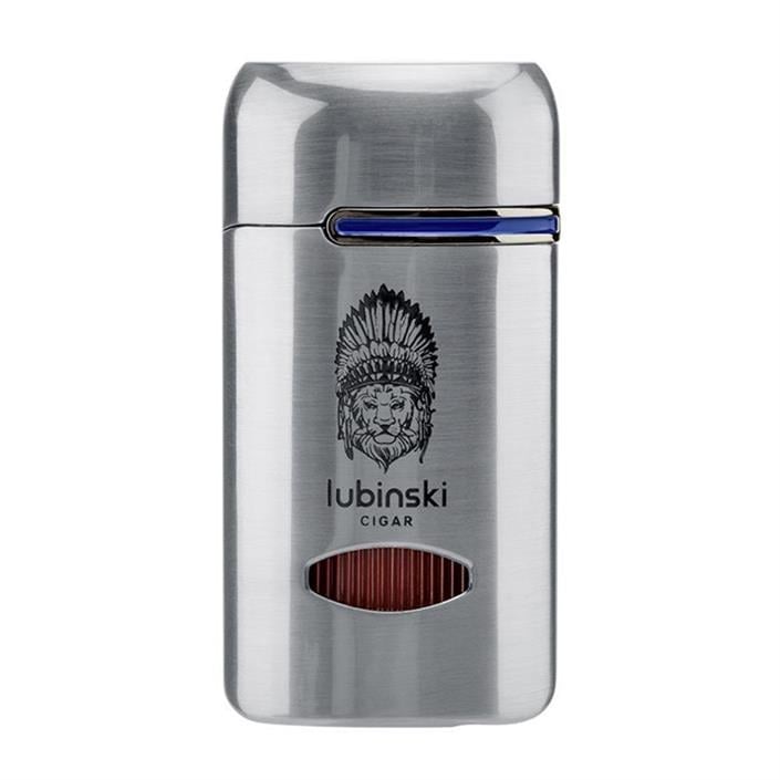 Lubinski Lion Kapaklı Delicili Tek Torch Puro Çakmağı Silver